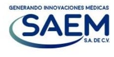 SAEM medical innovations logo with blue curved design and company tagline