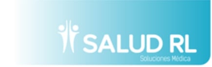 SALUD RL logo with white text on blue gradient background for medical solutions company