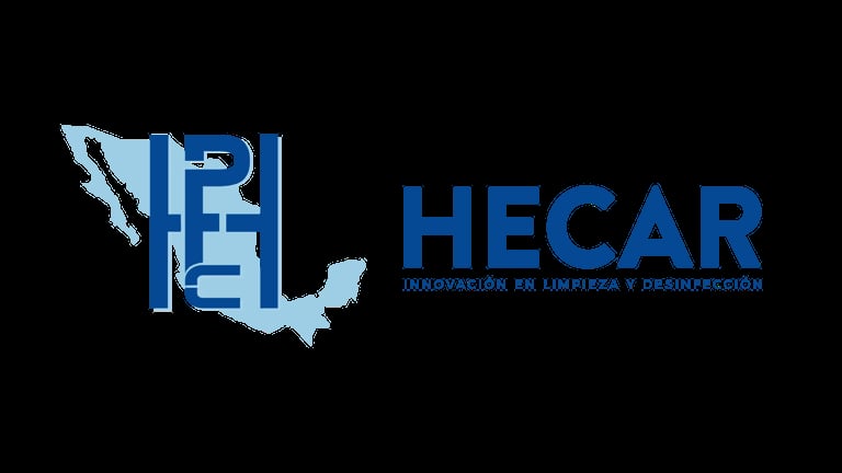 HECAR logo featuring blue text and Mexico map outline on black background