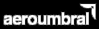 Aeroumbral logo with white text and a stylized bird icon on black background