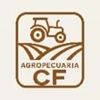 Brown vintage tractor logo with Agropecuaria CF text in a rounded square frame