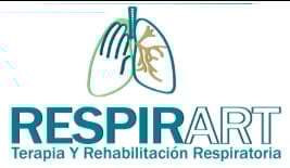 RespiART logo featuring stylized lungs with respiratory therapy text in Spanish