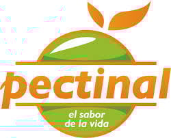 Pectinal logo featuring a green apple with orange leaf and text el sabor de la vida