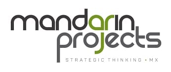 Mandarin Projects logo with tagline Strategic Thinking MX in gray and green text