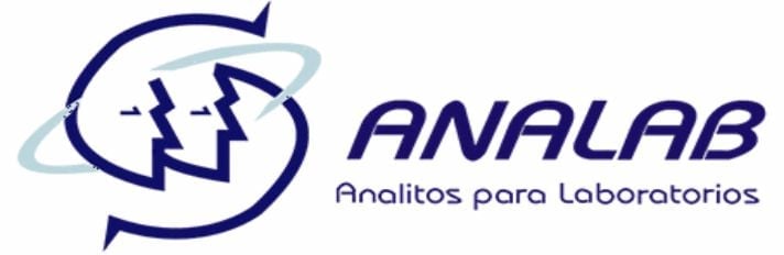 Analab logo featuring a blue lightning bolt symbol and company name with Spanish tagline